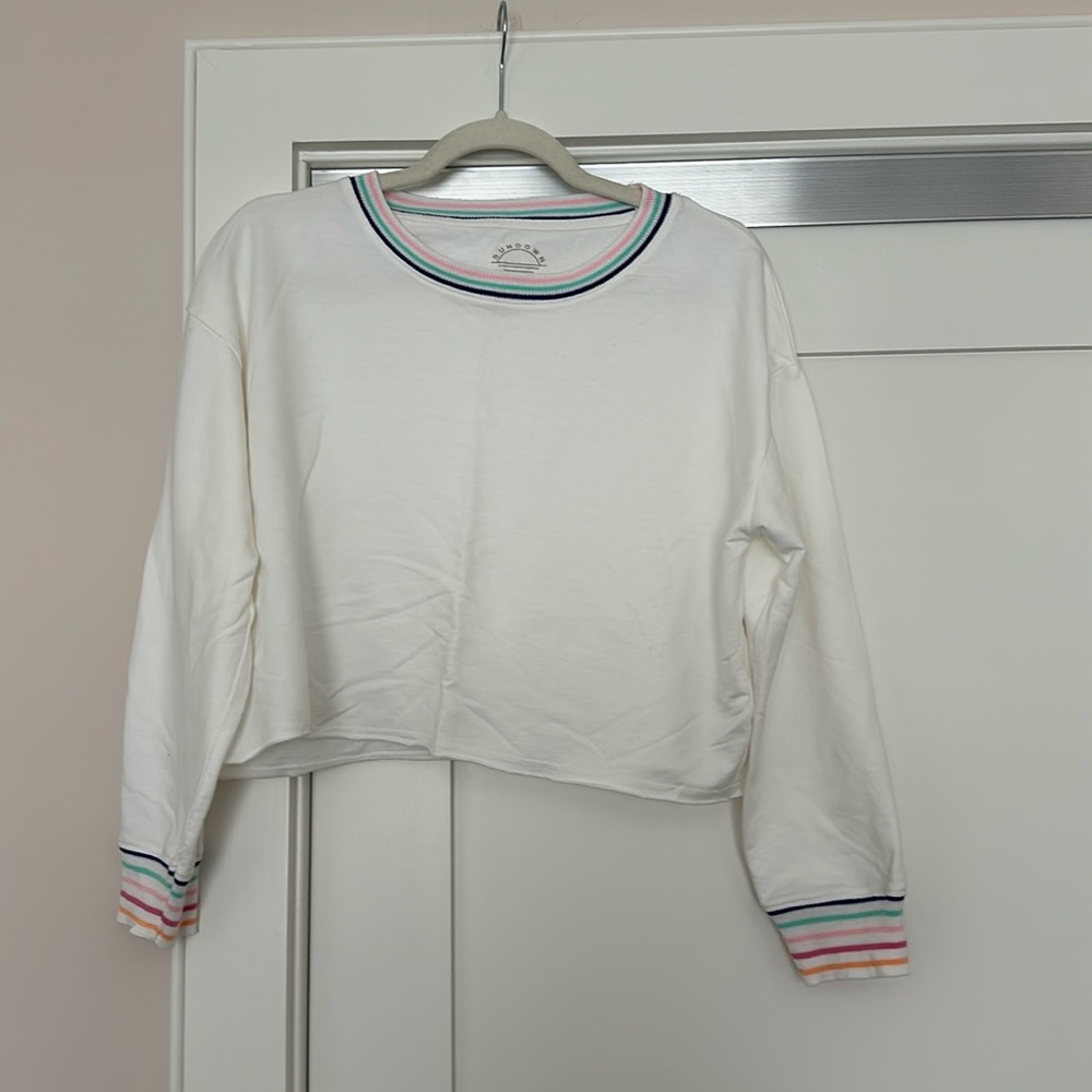 Splendid white crop with rainbow trim sweatshirt - M